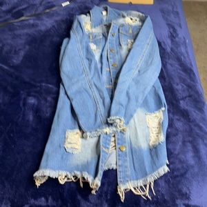 Denim frayed jacket